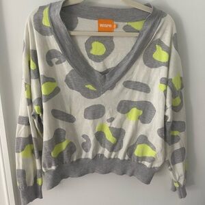 Women's V-Neck Sweater - Gray and Yellow